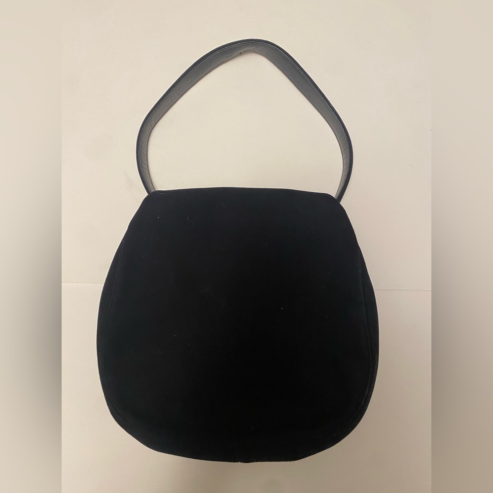 Vintage Coblentz Black Suede Handbag with Gold Accents - Picture 4 of 6